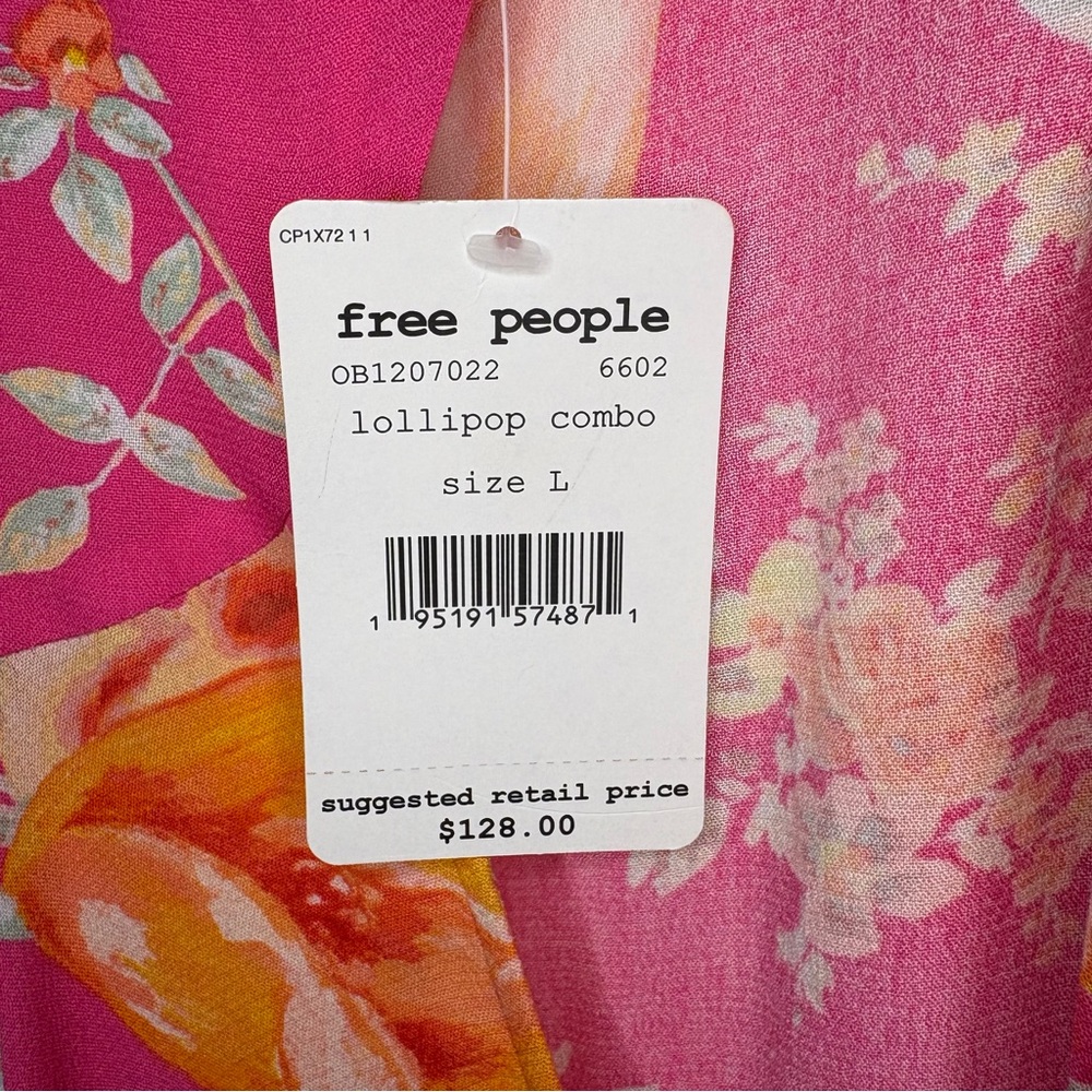 Free People Tate Floral Print Tunic Dress in Lollipop Combo size Large NWT - Picture 9 of 16